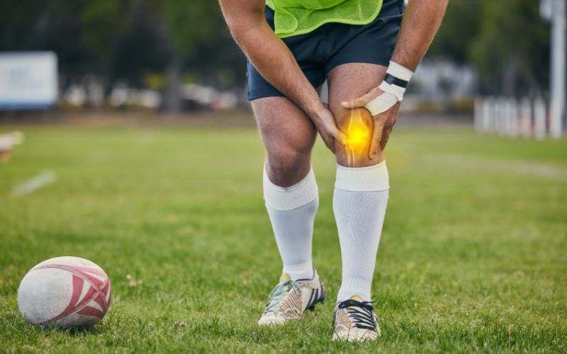 Cầu thủ bị chấn thương đầu gối khi đá bóng trong pha tranh chấp